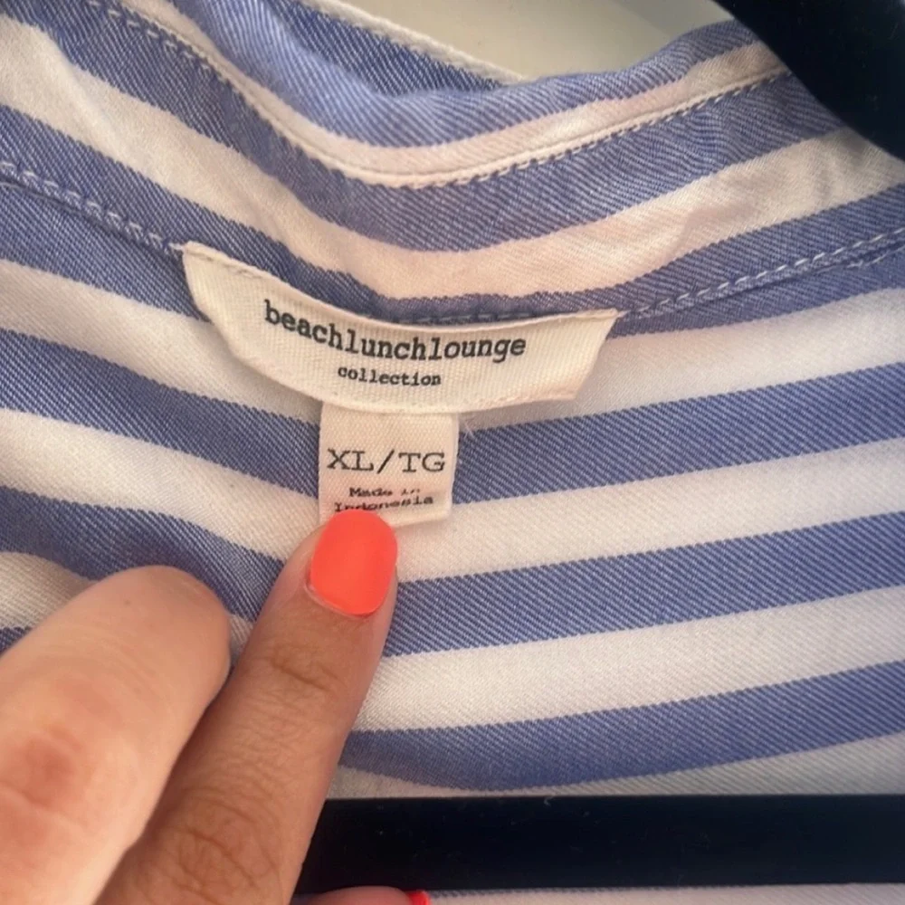 Beachlunchlounge striped button down blouse, XL - Picture 4 of 4